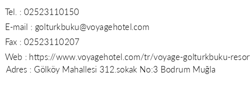 Voyage Göltürkbükü Resort telefon numaraları, faks, e-mail, posta adresi ve iletişim bilgileri